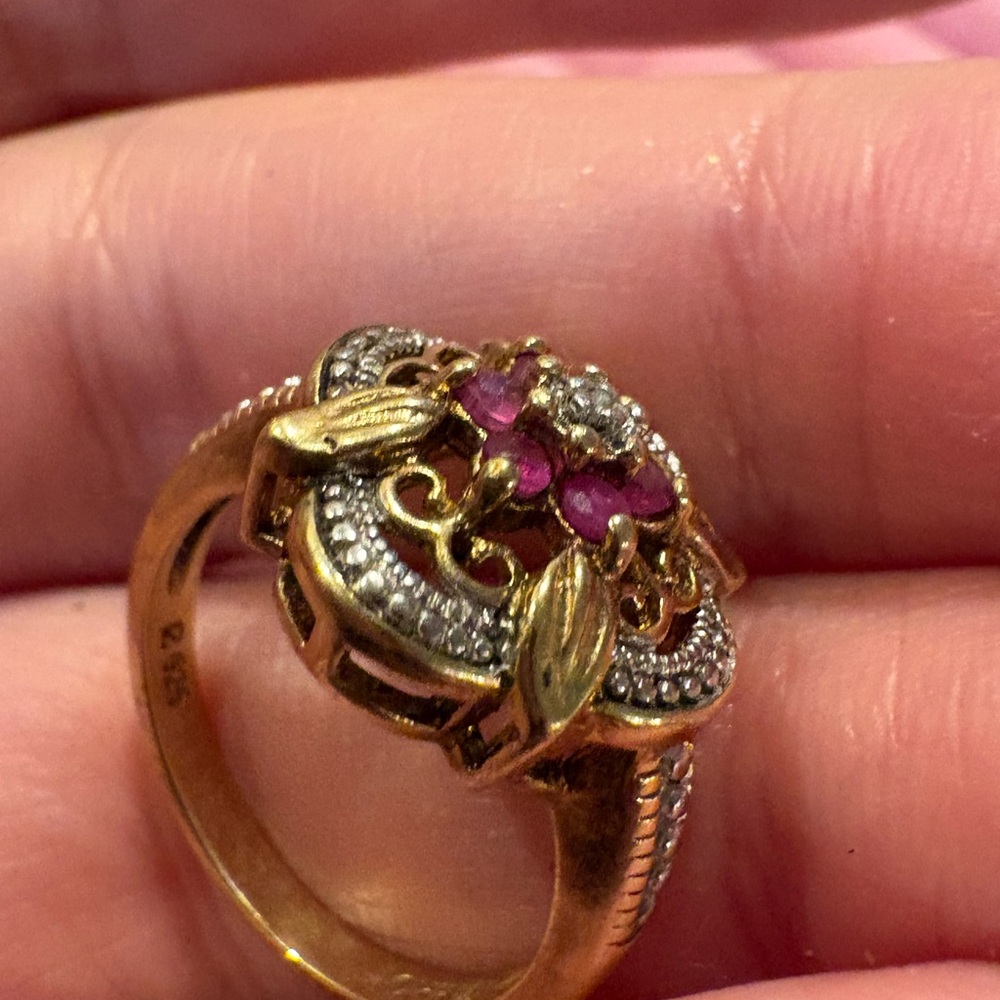 925 And Gold Ruby Gemstone Ring - image 1